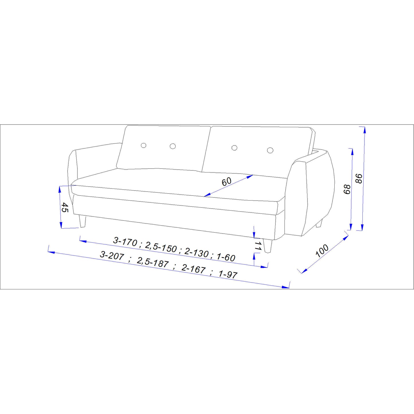 Gozo 1 Seater Fabric Sofa