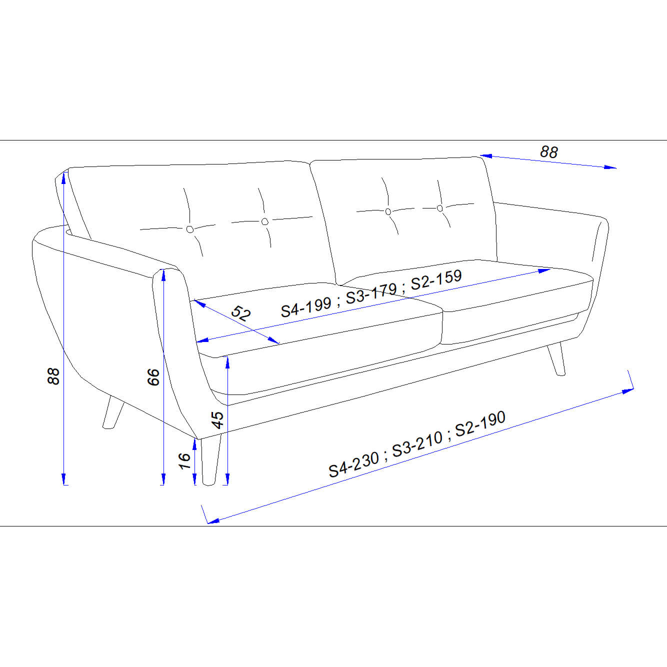 Scandi 3 Seater Fabric Sofa